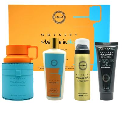 Estuche Armaf Odyssey Sky Mandarin Hombre EDP 4Pz Perfume 100ml + Gel De Ducha + Aerosol + Shampoo